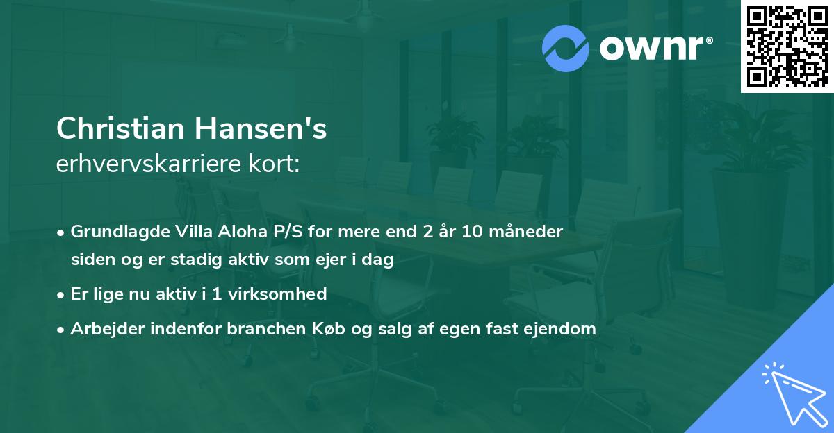 Christian Hansen's erhvervskarriere kort
