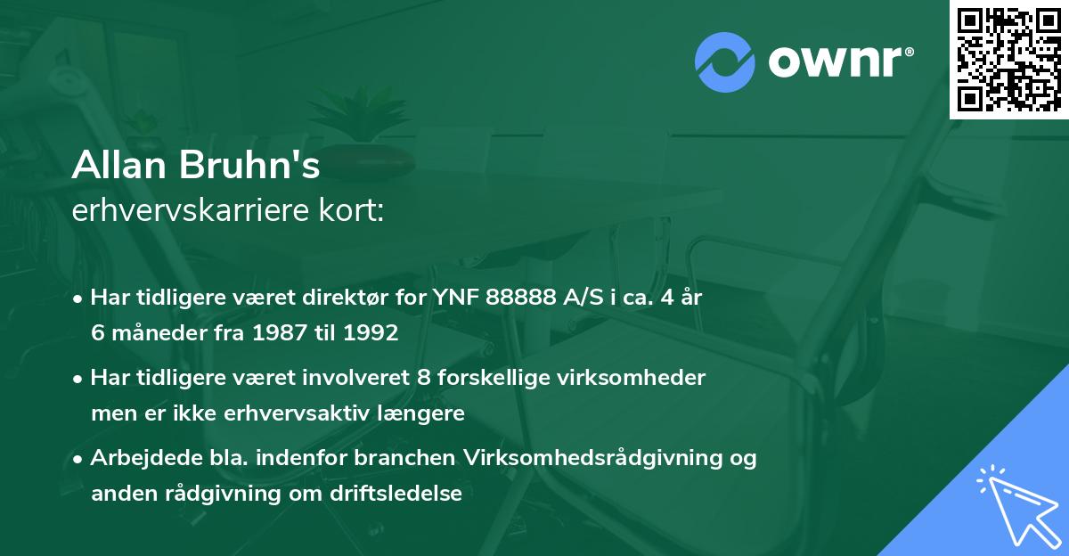 Allan Bruhn's erhvervskarriere kort