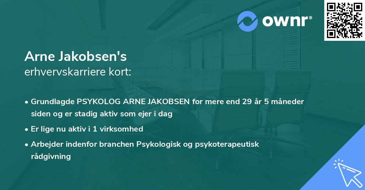 Arne Jakobsen's erhvervskarriere kort