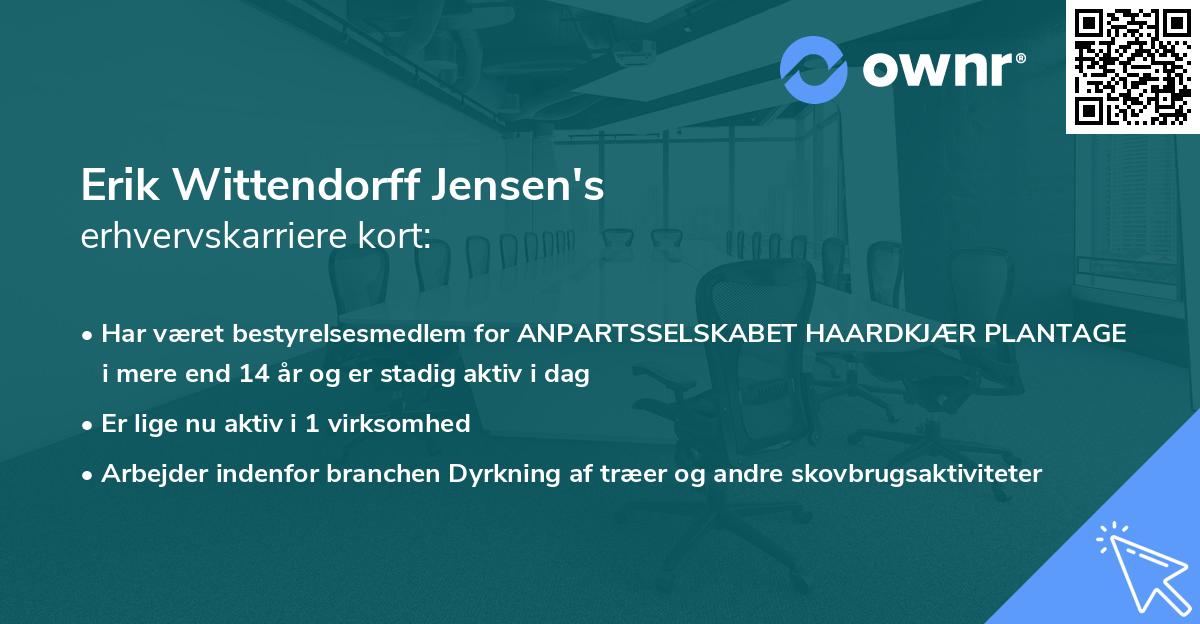 Erik Wittendorff Jensen's erhvervskarriere kort