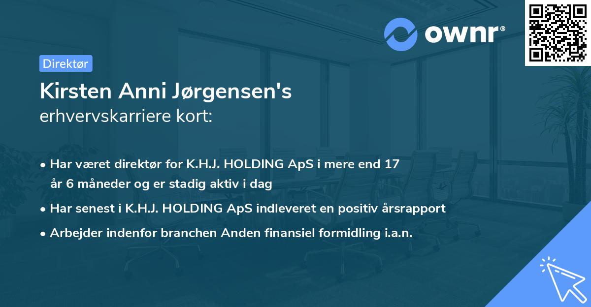 Kirsten Anni Jørgensen's erhvervskarriere kort