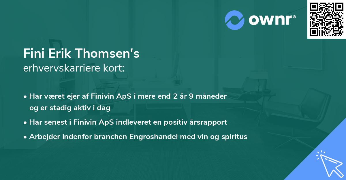 Fini Erik Thomsen's erhvervskarriere kort