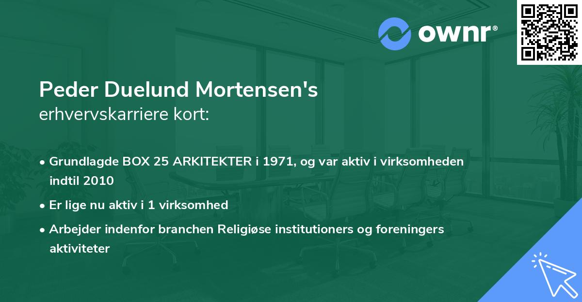 Peder Duelund Mortensen's erhvervskarriere kort