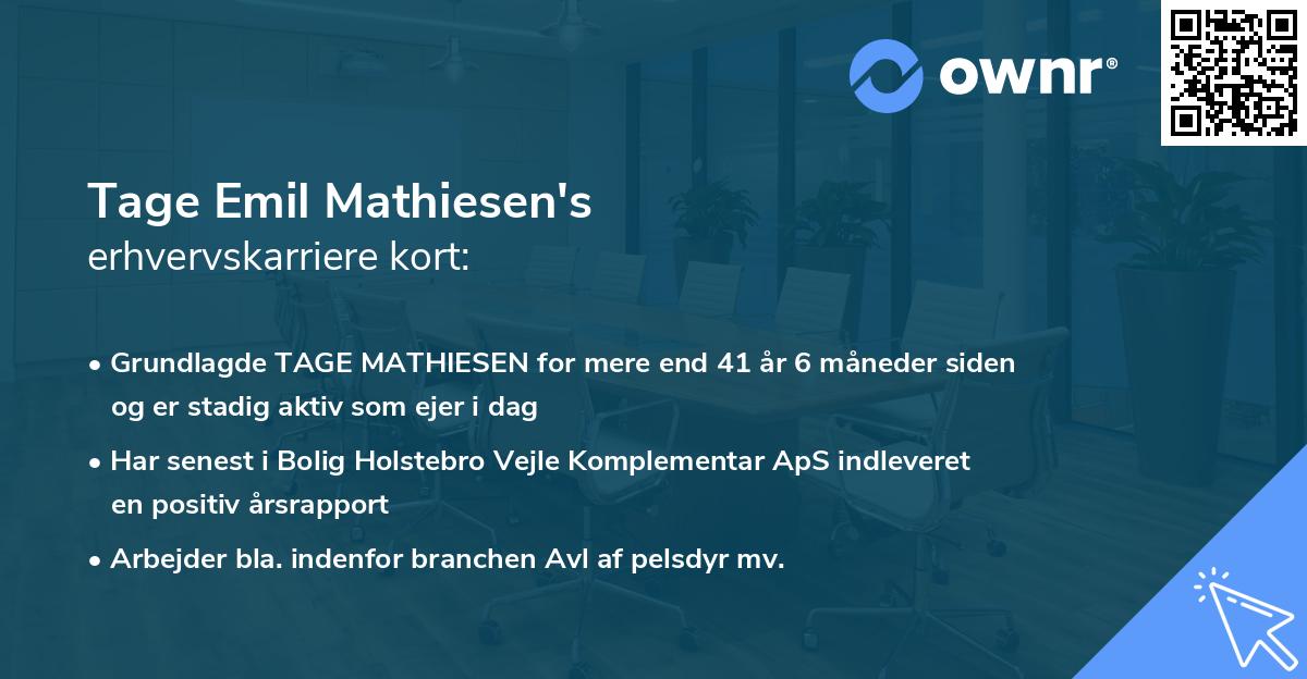 Tage Emil Mathiesen's erhvervskarriere kort