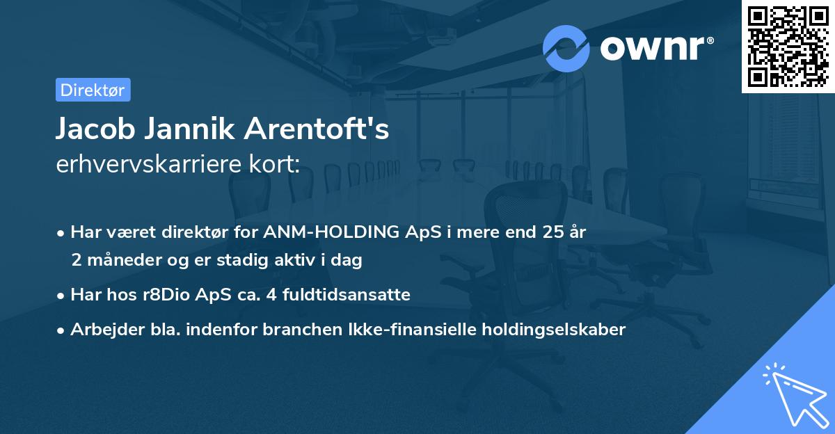 Jacob Jannik Arentoft's erhvervskarriere kort