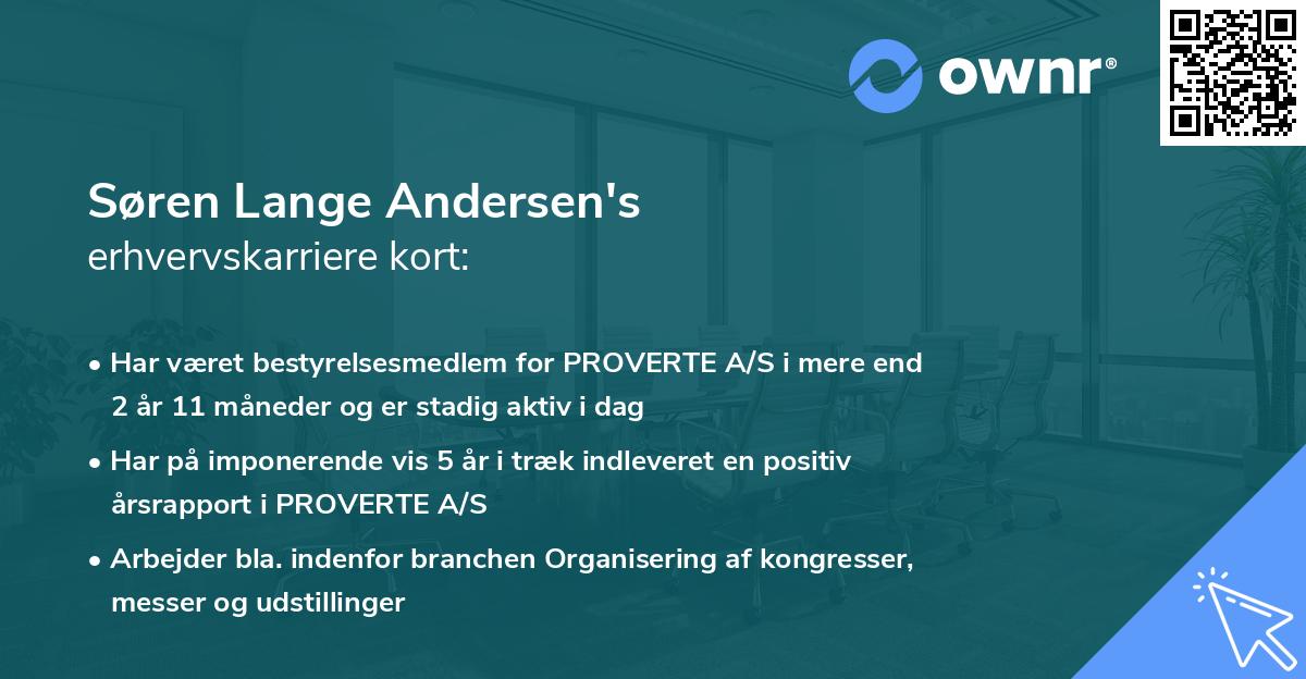 Søren Lange Andersen's erhvervskarriere kort