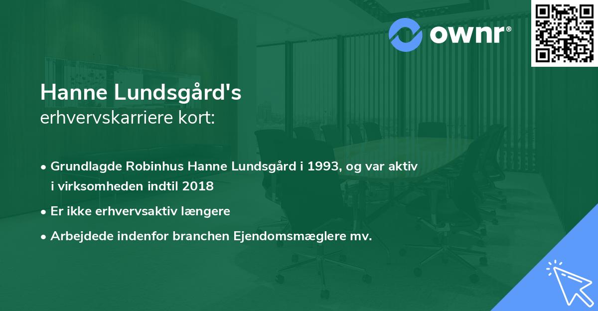 Hanne Lundsgård's erhvervskarriere kort