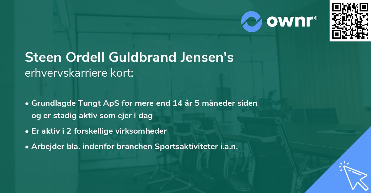 Steen Ordell Guldbrand Jensen's erhvervskarriere kort
