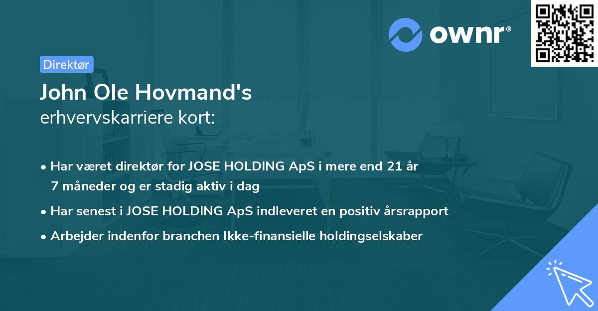 John Ole Hovmand's erhvervskarriere kort