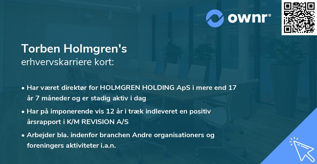 Torben Holmgren's erhvervskarriere kort