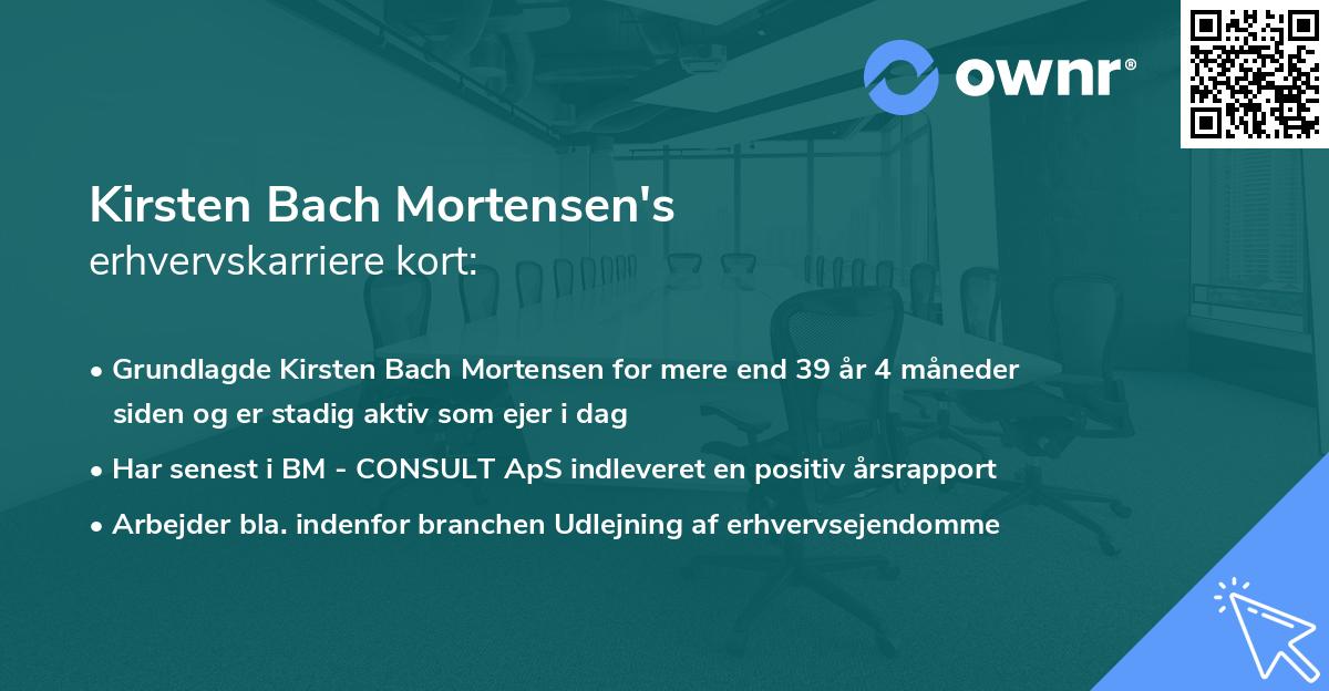 Kirsten Bach Mortensen's erhvervskarriere kort