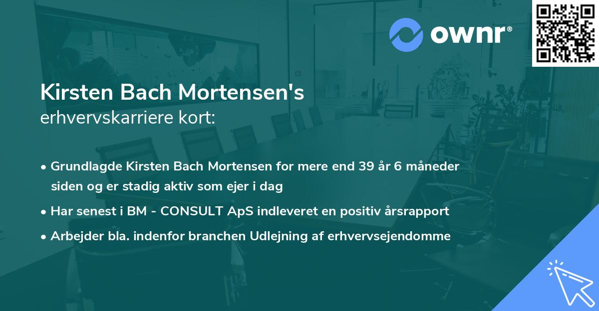 Kirsten Bach Mortensen's erhvervskarriere kort