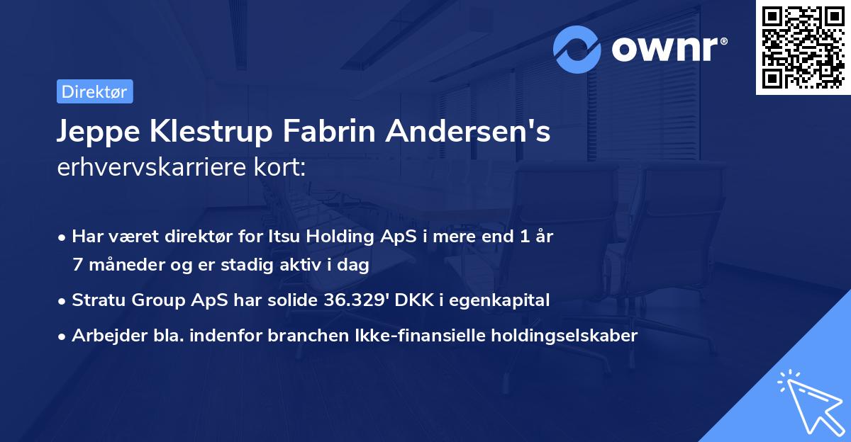 Jeppe Klestrup Fabrin Andersen's erhvervskarriere kort