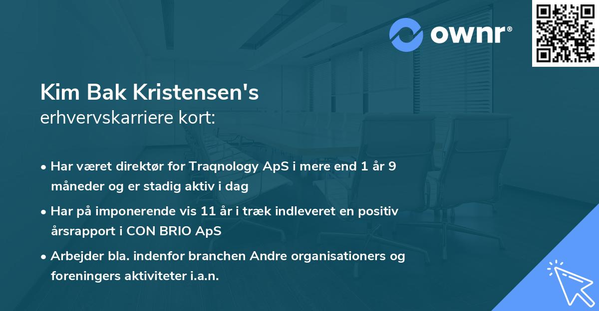 Kim Bak Kristensen's erhvervskarriere kort