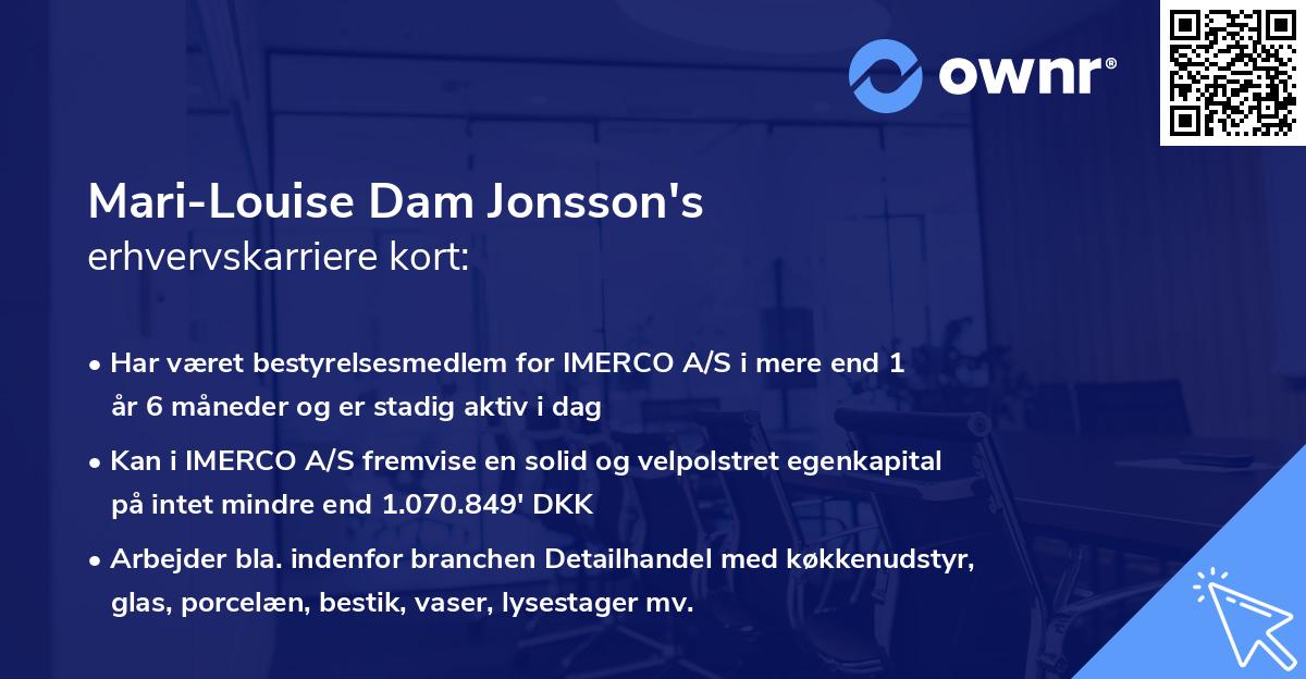 Mari-Louise Dam Jonsson's erhvervskarriere kort