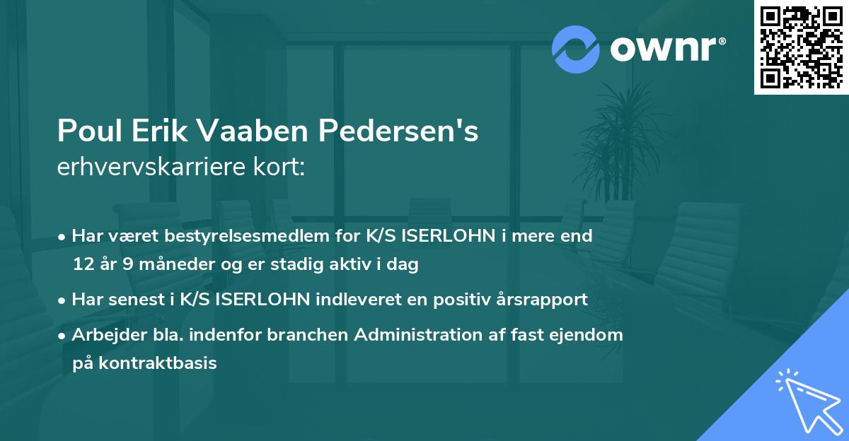 Poul Erik Vaaben Pedersen's erhvervskarriere kort