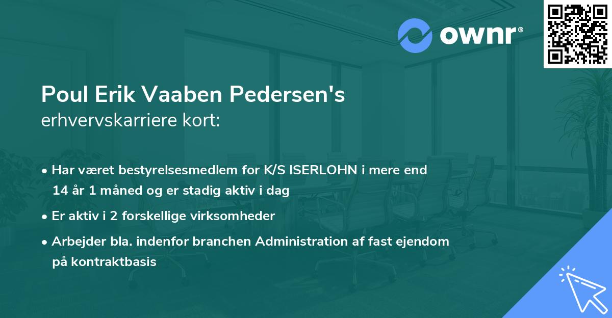 Poul Erik Vaaben Pedersen's erhvervskarriere kort
