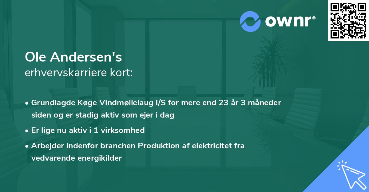 Ole Andersen's erhvervskarriere kort