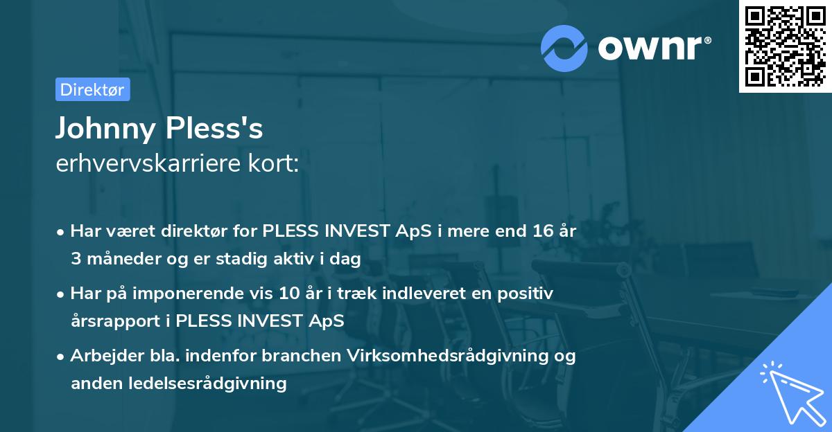 Johnny Pless's erhvervskarriere kort