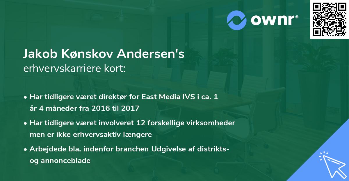 Jakob Kønskov Andersen's erhvervskarriere kort