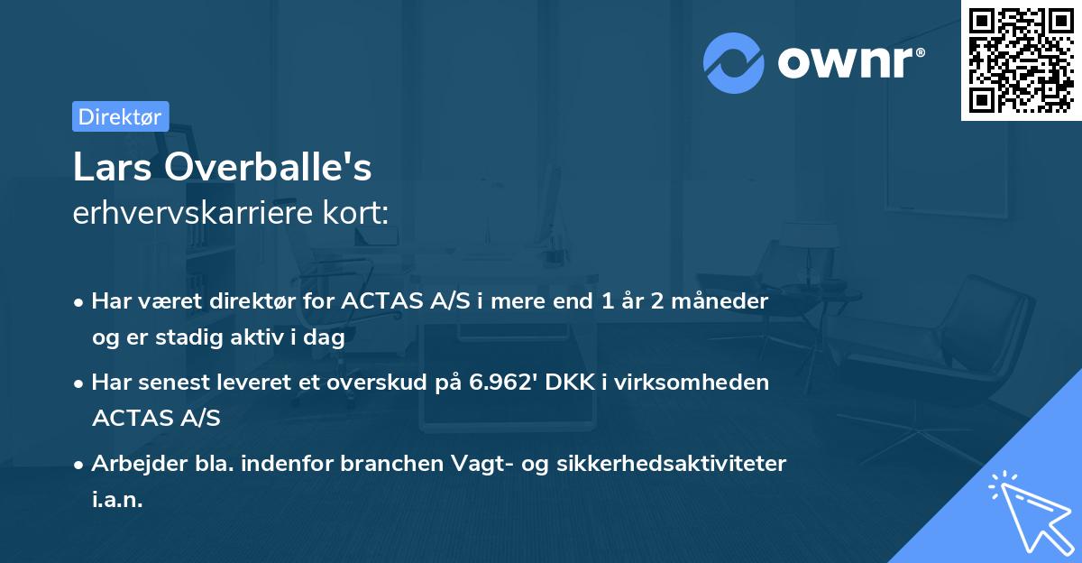 Lars Overballe's erhvervskarriere kort