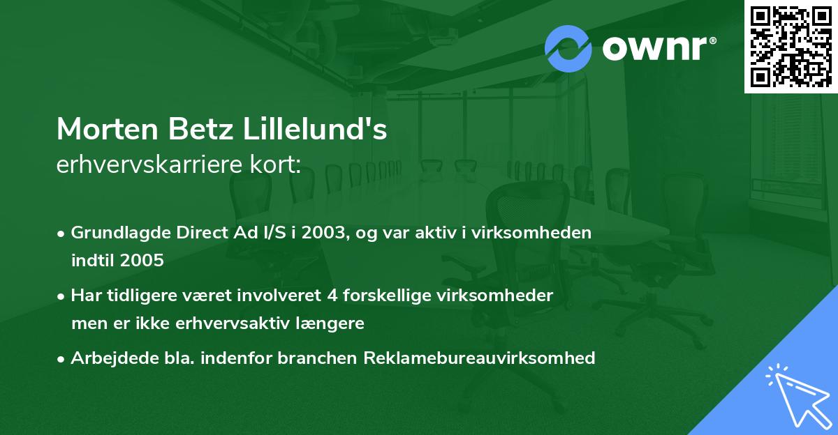 Morten Betz Lillelund's erhvervskarriere kort
