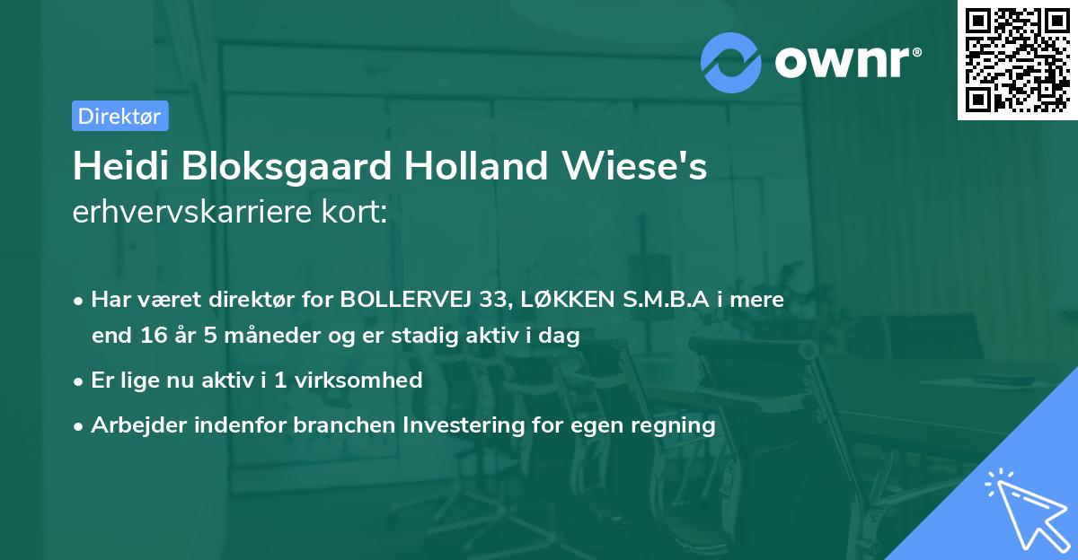 Heidi Bloksgaard Holland Wiese's erhvervskarriere kort