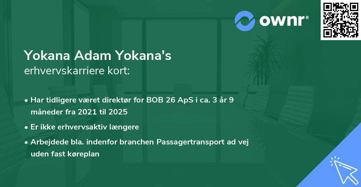 Yokana Adam Yokana's erhvervskarriere kort