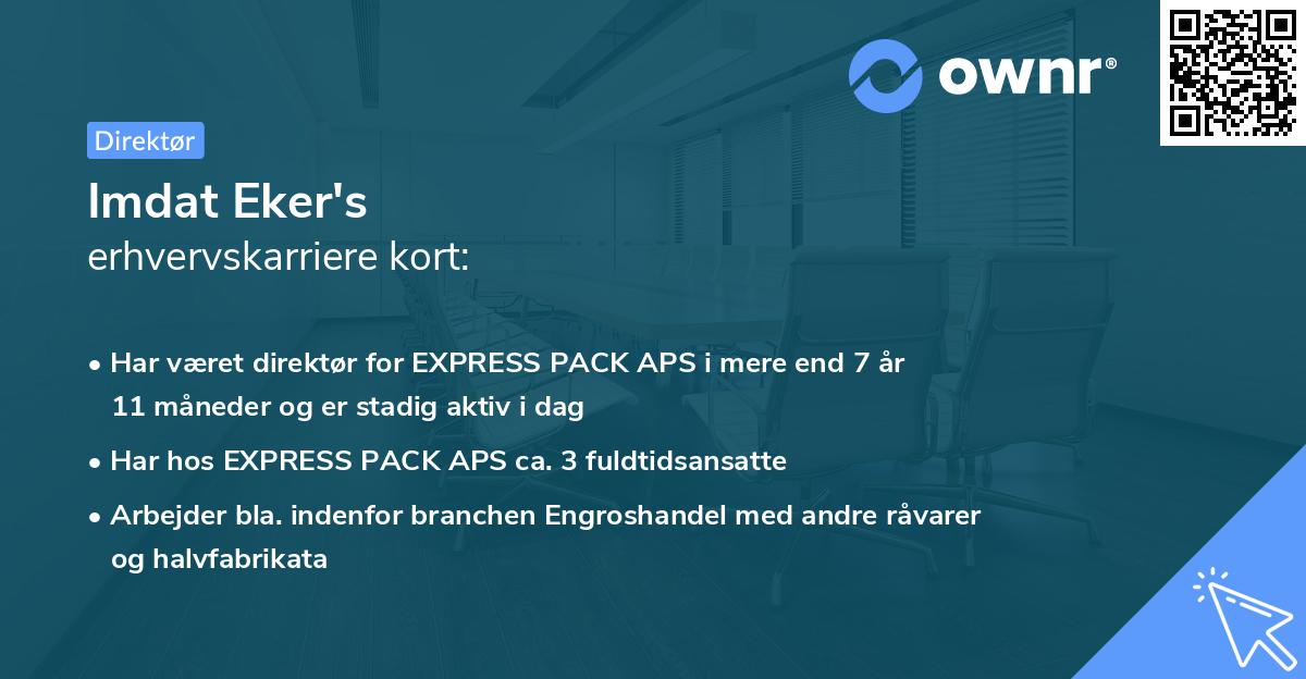 Imdat Eker's erhvervskarriere kort