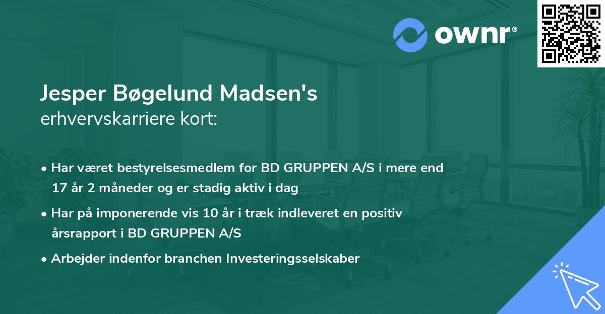 Jesper Bøgelund Madsen's erhvervskarriere kort