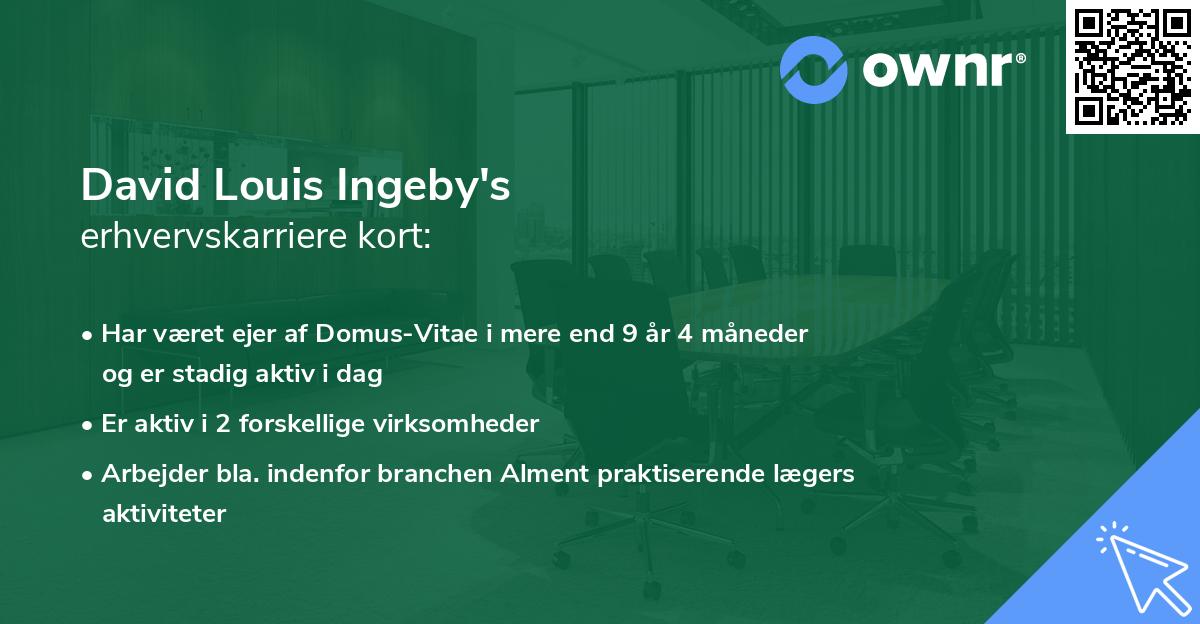 David Louis Ingeby's erhvervskarriere kort