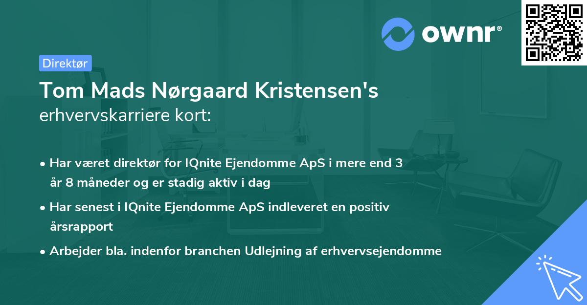 Tom Mads Nørgaard Kristensen's erhvervskarriere kort
