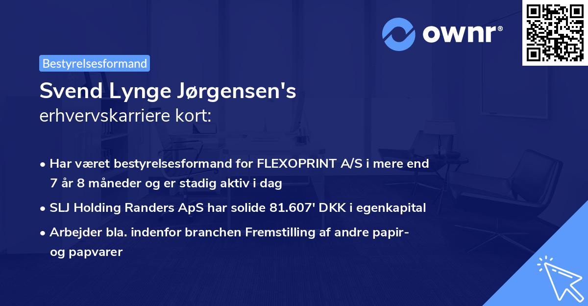Svend Lynge Jørgensen's erhvervskarriere kort