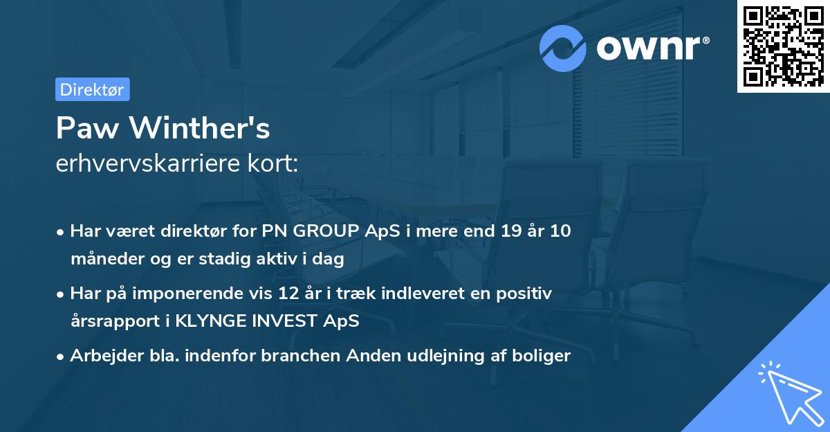 Paw Winther's erhvervskarriere kort