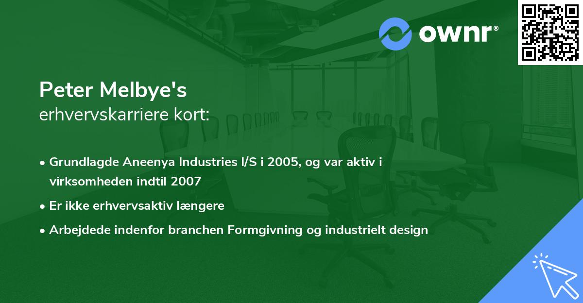 Peter Melbye's erhvervskarriere kort