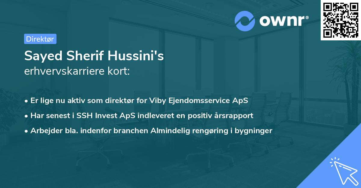 Sayed Sherif Hussini's erhvervskarriere kort