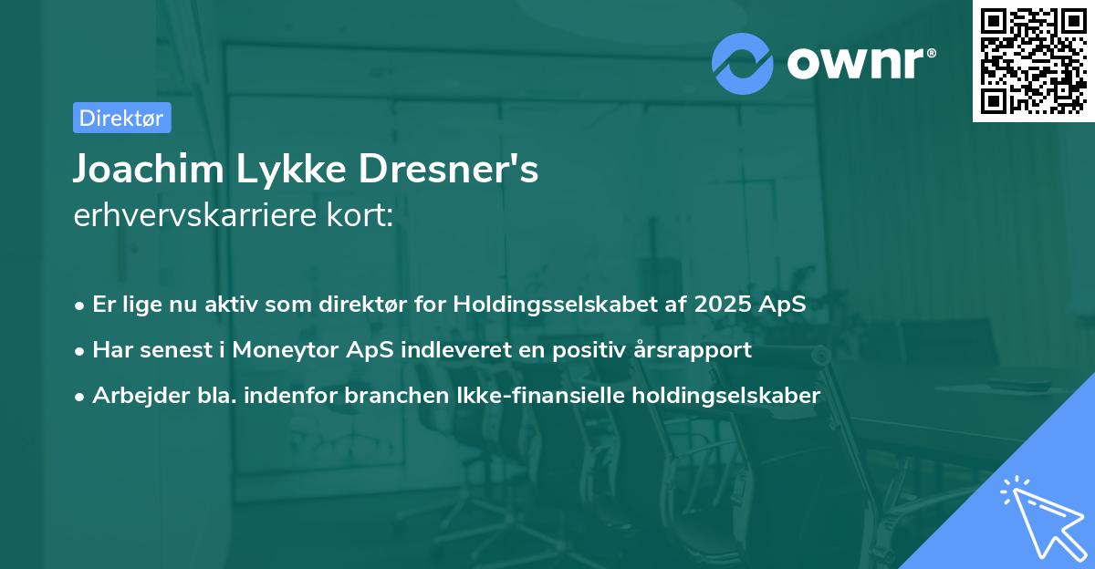 Joachim Lykke Dresner's erhvervskarriere kort