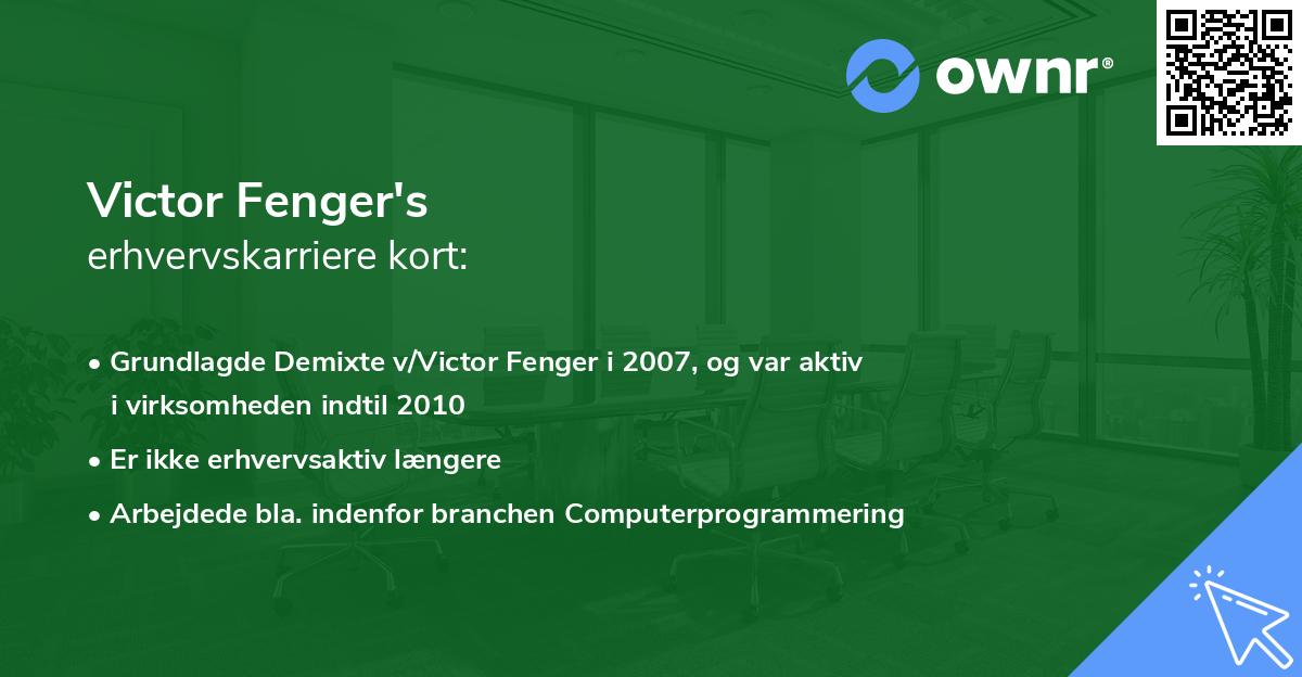 Victor Fenger's erhvervskarriere kort