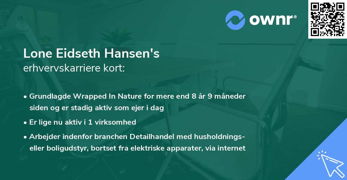 Lone Eidseth Hansen's erhvervskarriere kort