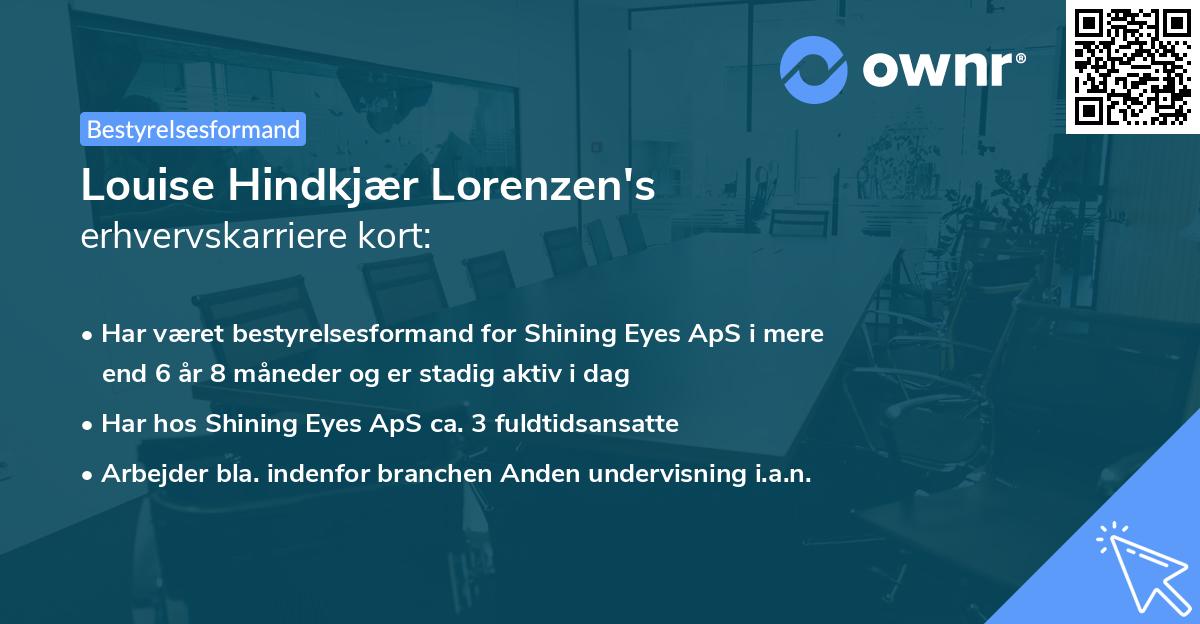 Louise Hindkjær Lorenzen's erhvervskarriere kort