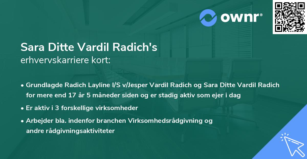 Sara Ditte Vardil Radich's erhvervskarriere kort