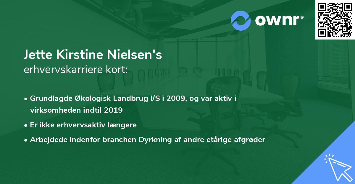 Jette Kirstine Nielsen's erhvervskarriere kort