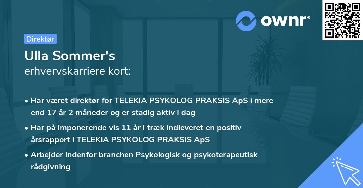 Ulla Sommer's erhvervskarriere kort