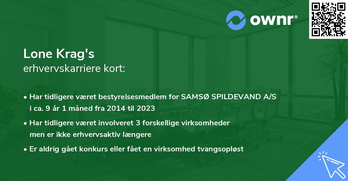 Lone Krag's erhvervskarriere kort