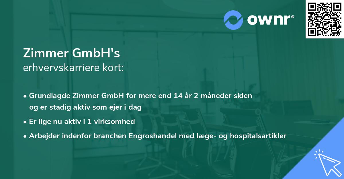 Zimmer GmbH's erhvervskarriere kort