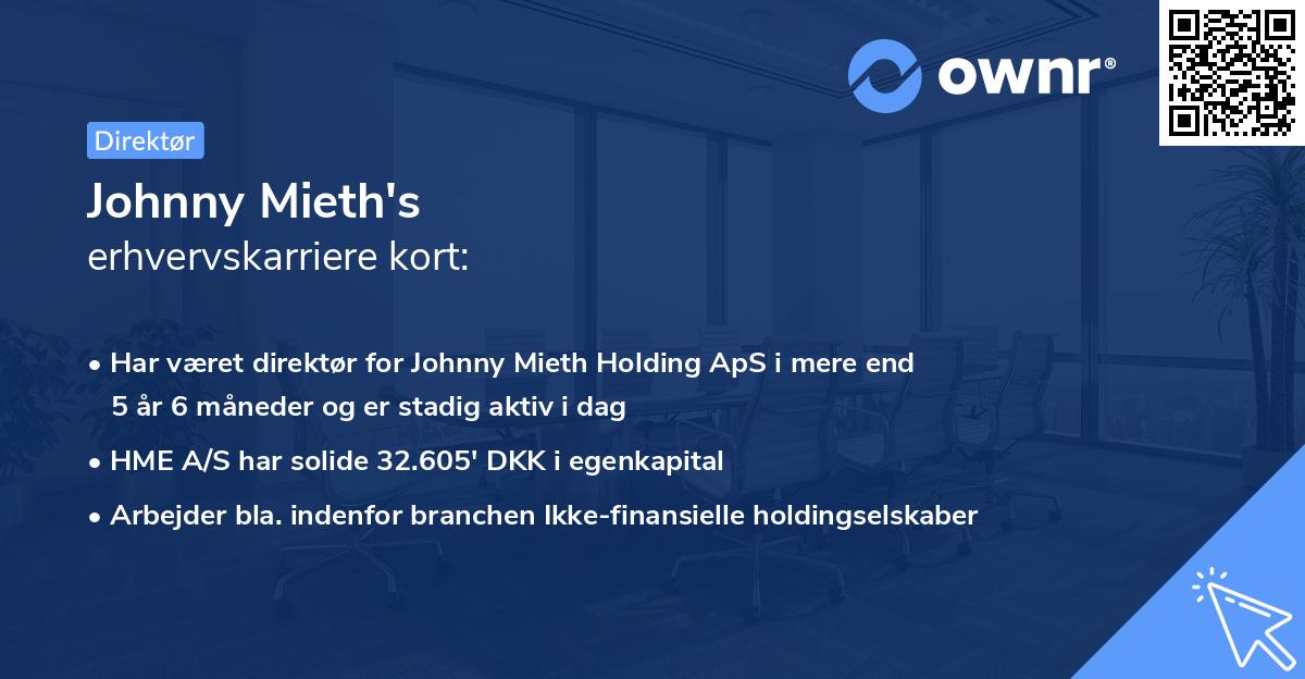 Johnny Mieth's erhvervskarriere kort
