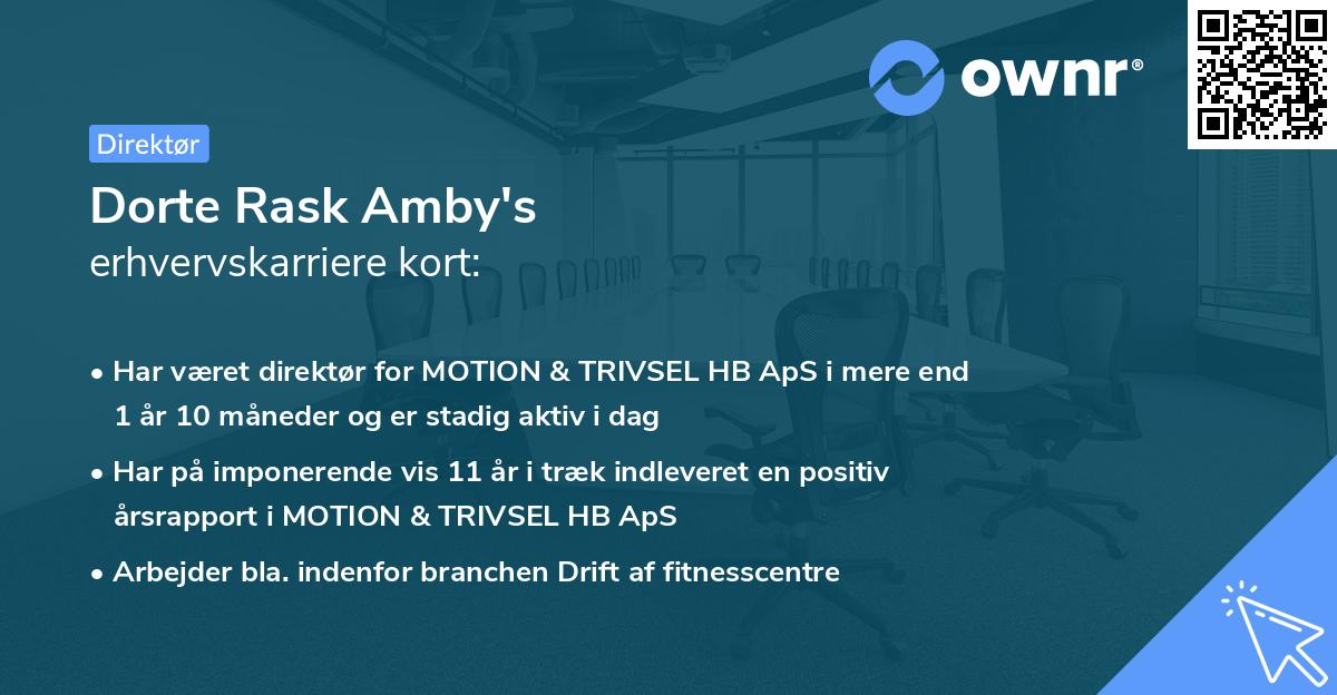 Dorte Rask Amby's erhvervskarriere kort