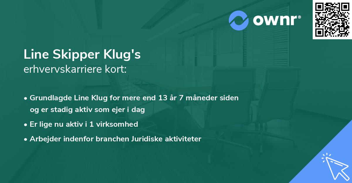 Line Skipper Klug's erhvervskarriere kort