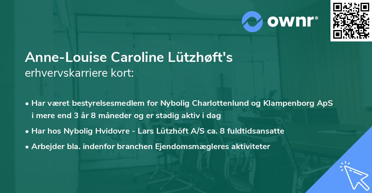 Anne-Louise Caroline Lützhøft's erhvervskarriere kort