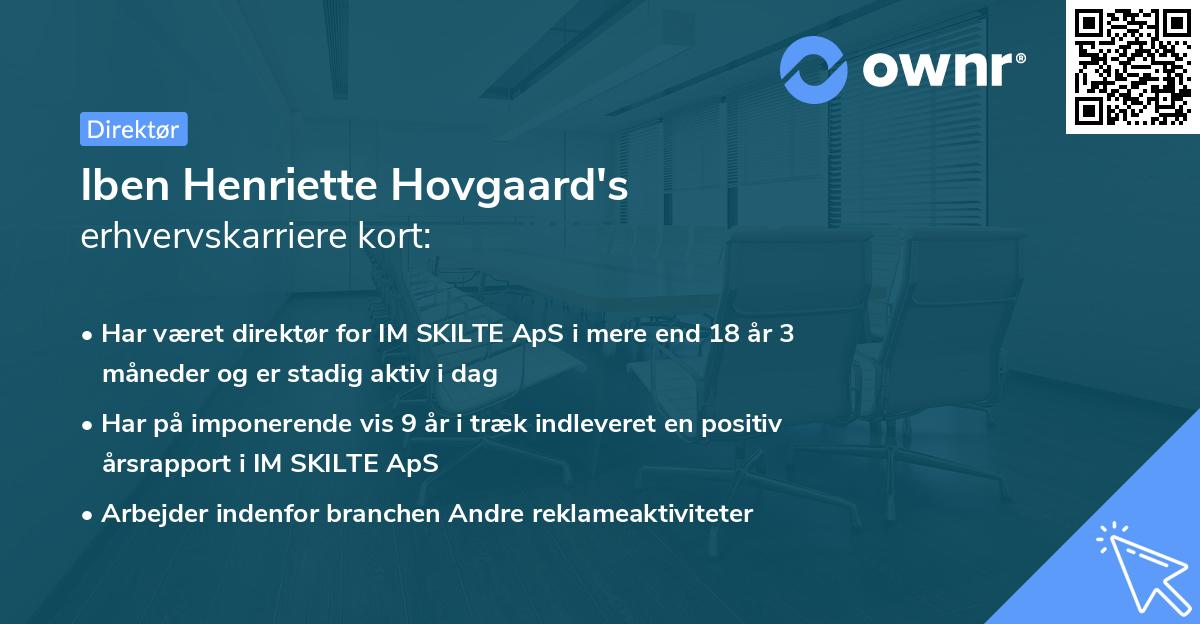 Iben Henriette Hovgaard's erhvervskarriere kort